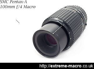 SMC Pentax-A 100 mm f4 macro prime lens