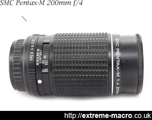 SMC Pentax-M 200 mm f4 used as extreme macro tube lens